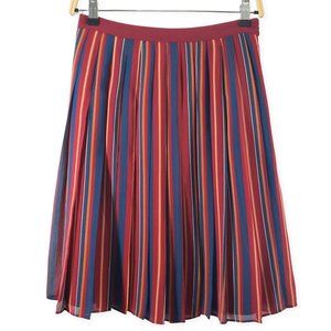 EUC Ann Taylor Petite Striped Pleated Skirt Vintage Burgundy Women's Size 00P